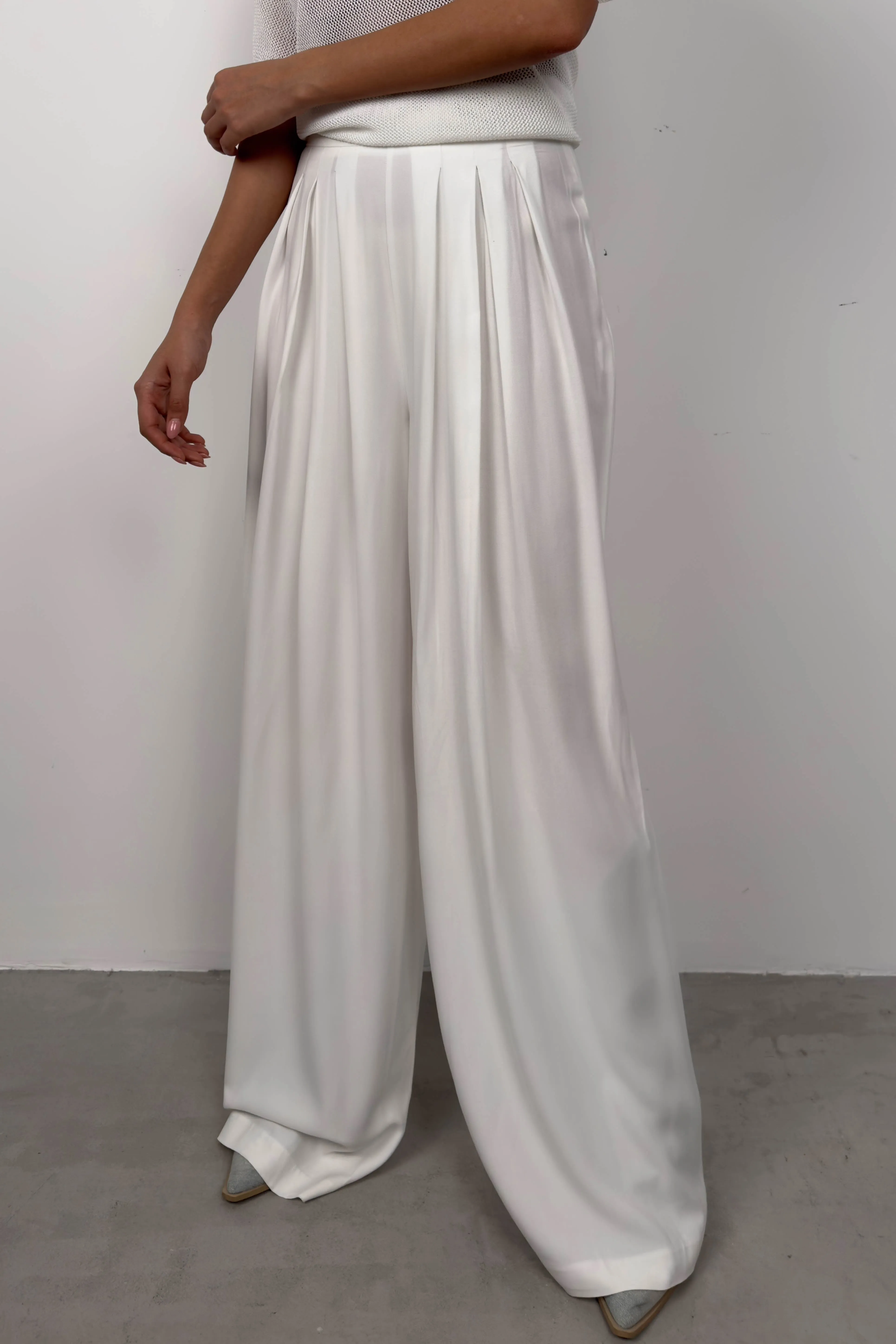 Pleated Wide Leg Trousers