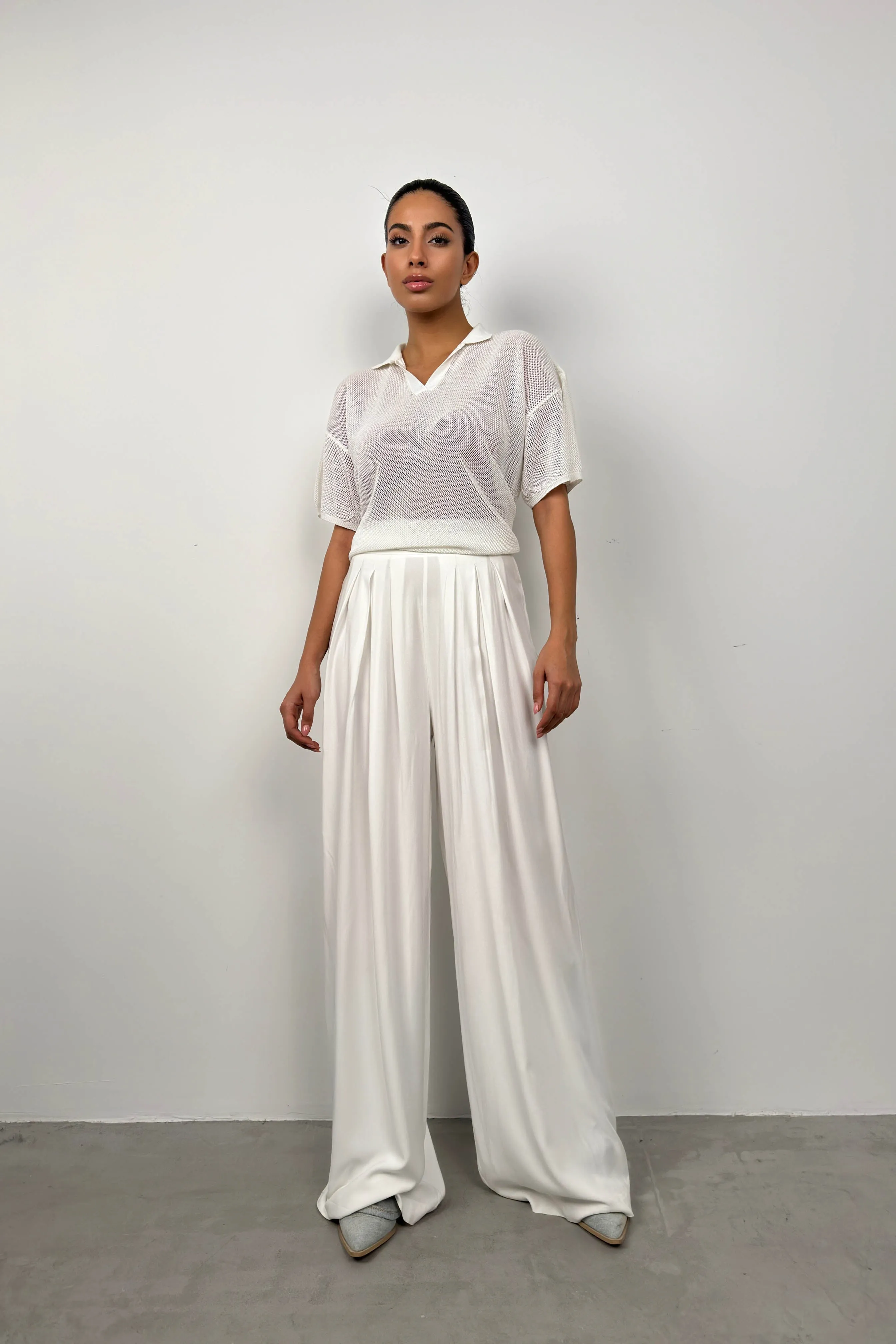 Pleated Wide Leg Trousers