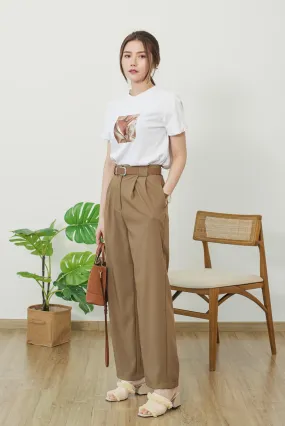 Round Belted Wide Leg Trousers