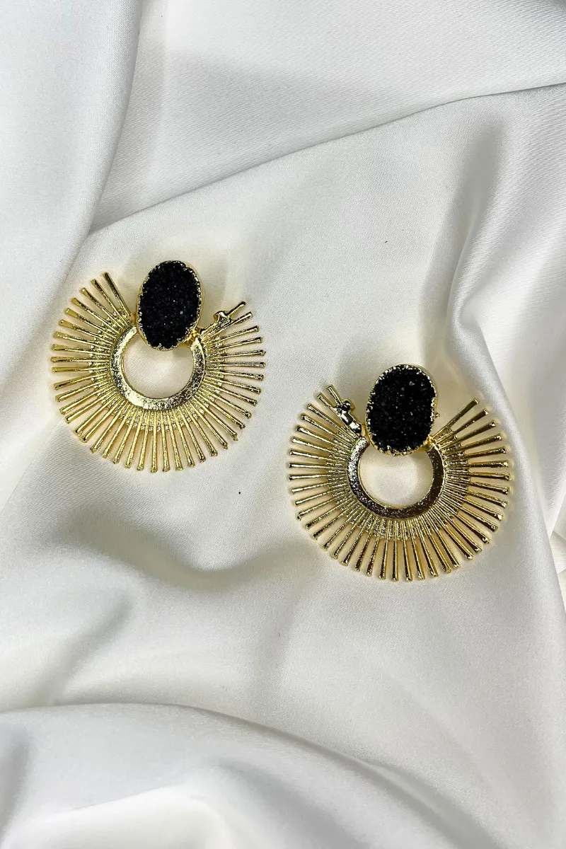 Serena Black Natural Stone Tango Earrings