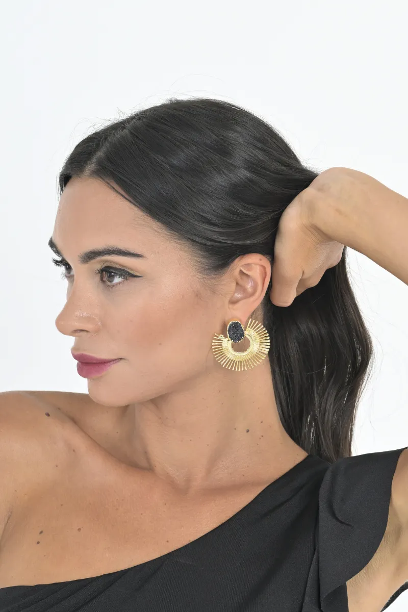 Serena Black Natural Stone Tango Earrings