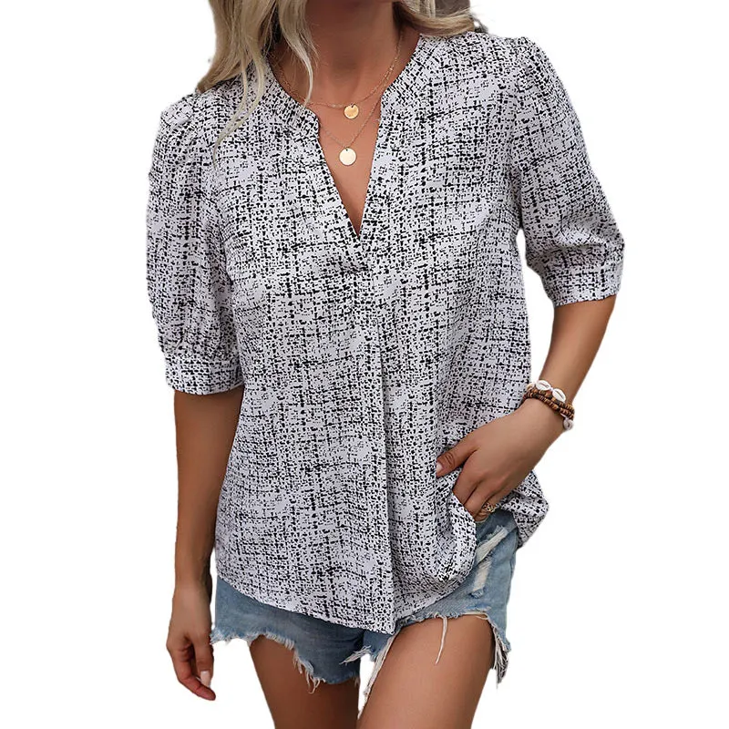 Short Sleeve Stand Collar Shirt Wholesale Womens Clothing N3824022600087