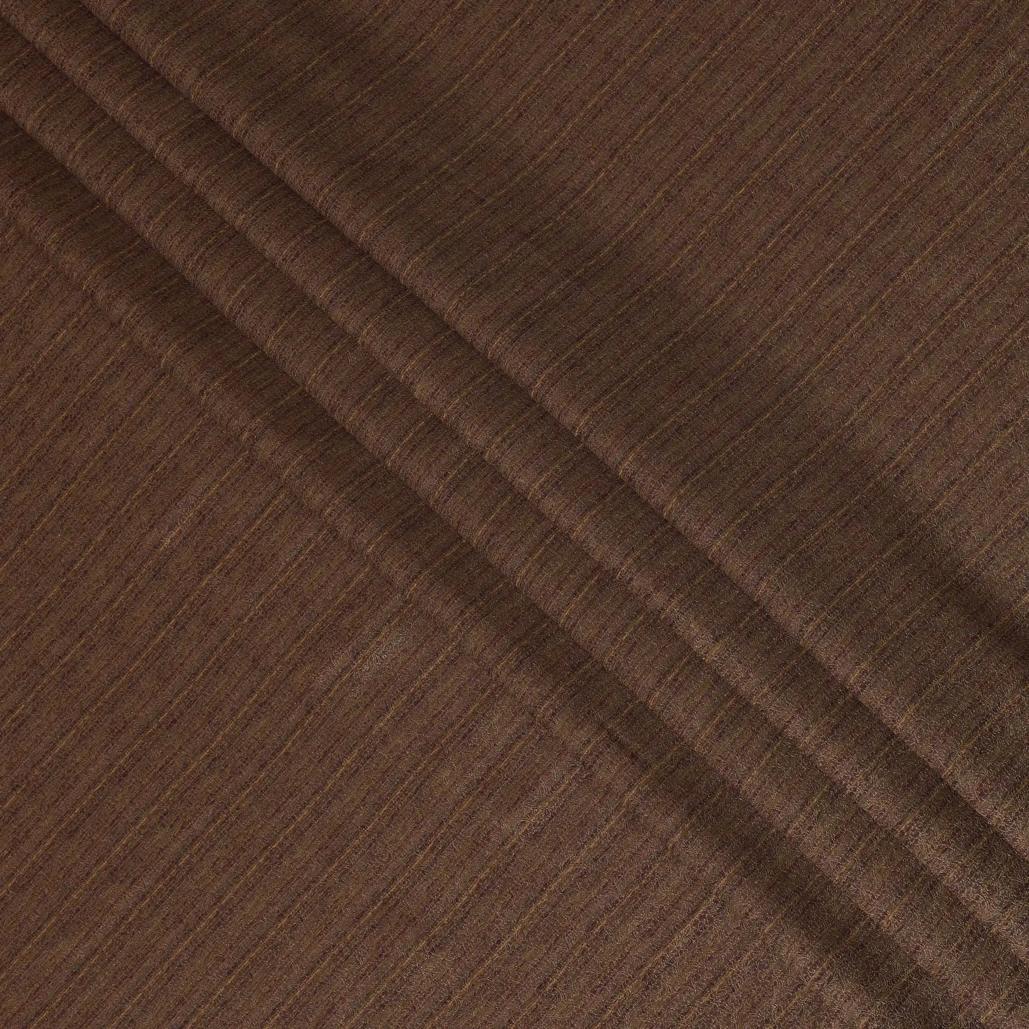 Silk Brocade Fabric with Rich Brown and Gold Striped Design, 110 cm Width, Indian Origin-D19762