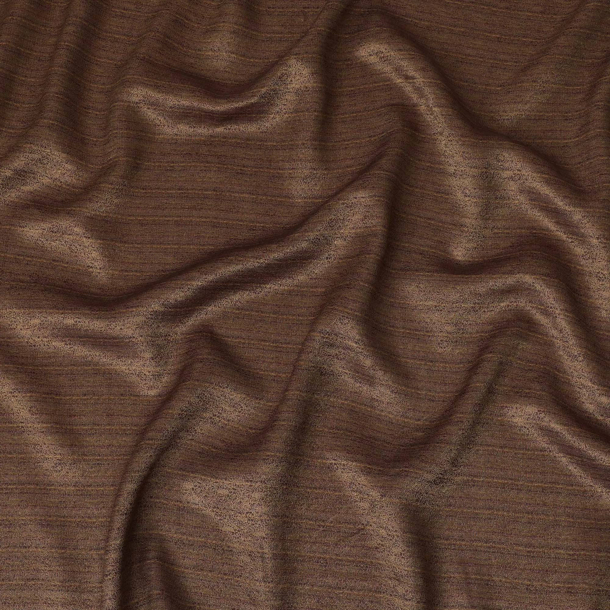 Silk Brocade Fabric with Rich Brown and Gold Striped Design, 110 cm Width, Indian Origin-D19762