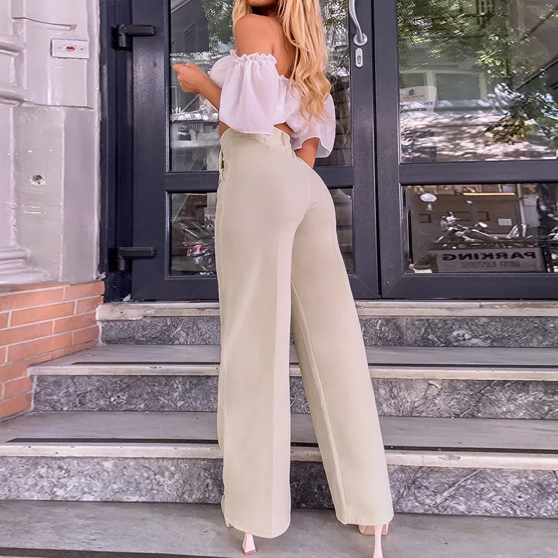 Simple Solid Color Trousers Fashion Casual Temperament Wild