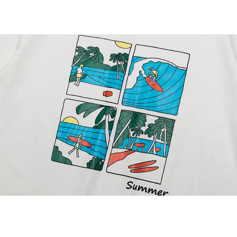 Surf Print Couple Tee