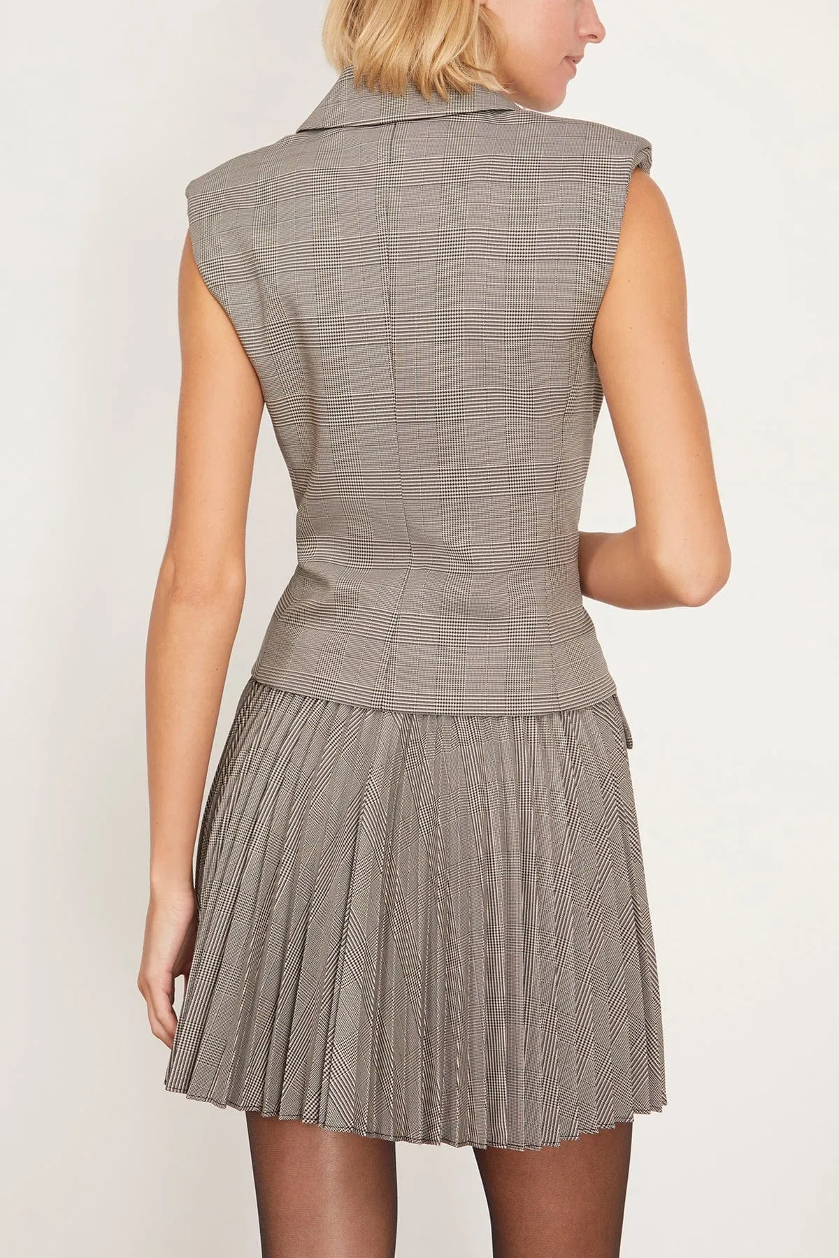 Tanaka Sleeveless Mini Blazer Dress in Black White Houndstooth