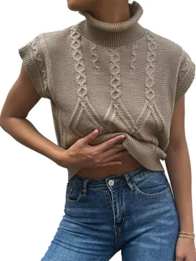 TastyHottie - New women's solid color short sleeve turtleneck sweater