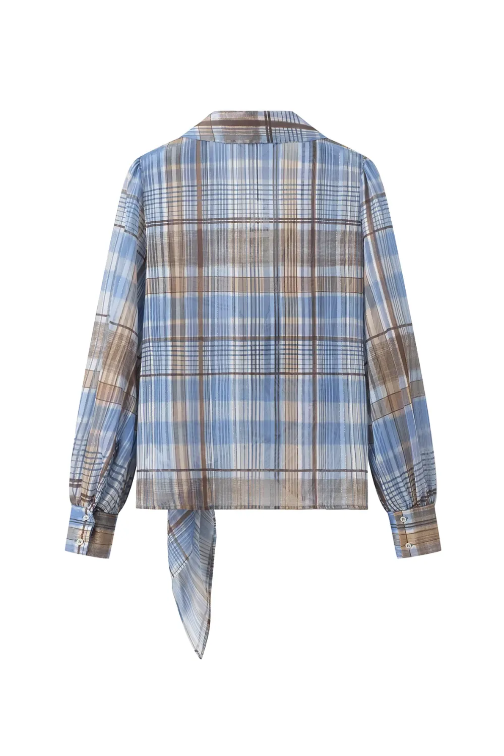 'Wendy' Wrap Collared Plaid Shirt