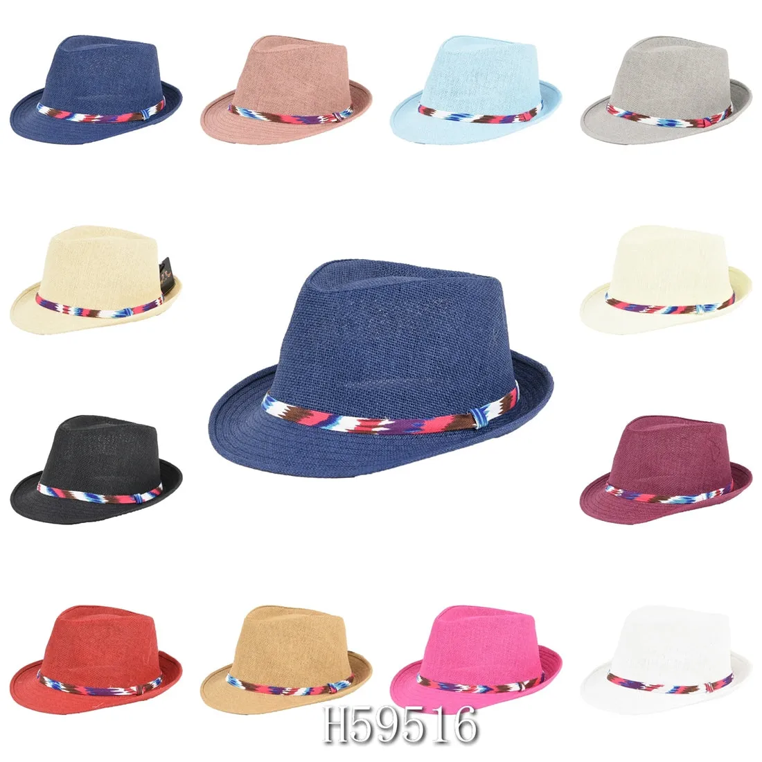 Wholesale Summer Sun Straw Fedora Bucket Hats H59516