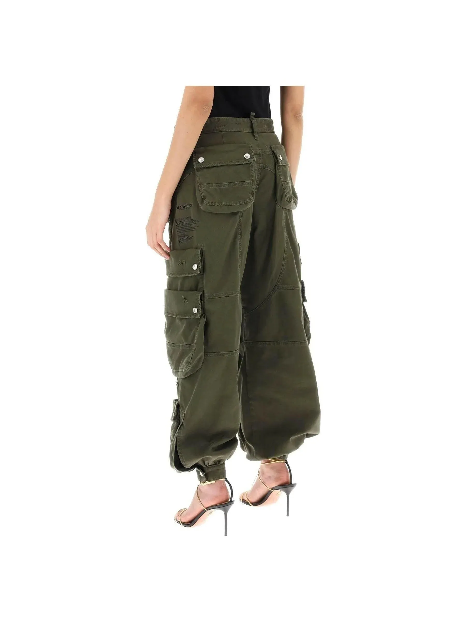 Wide-Leg Military Style Trousers