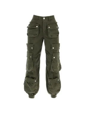 Wide-Leg Military Style Trousers