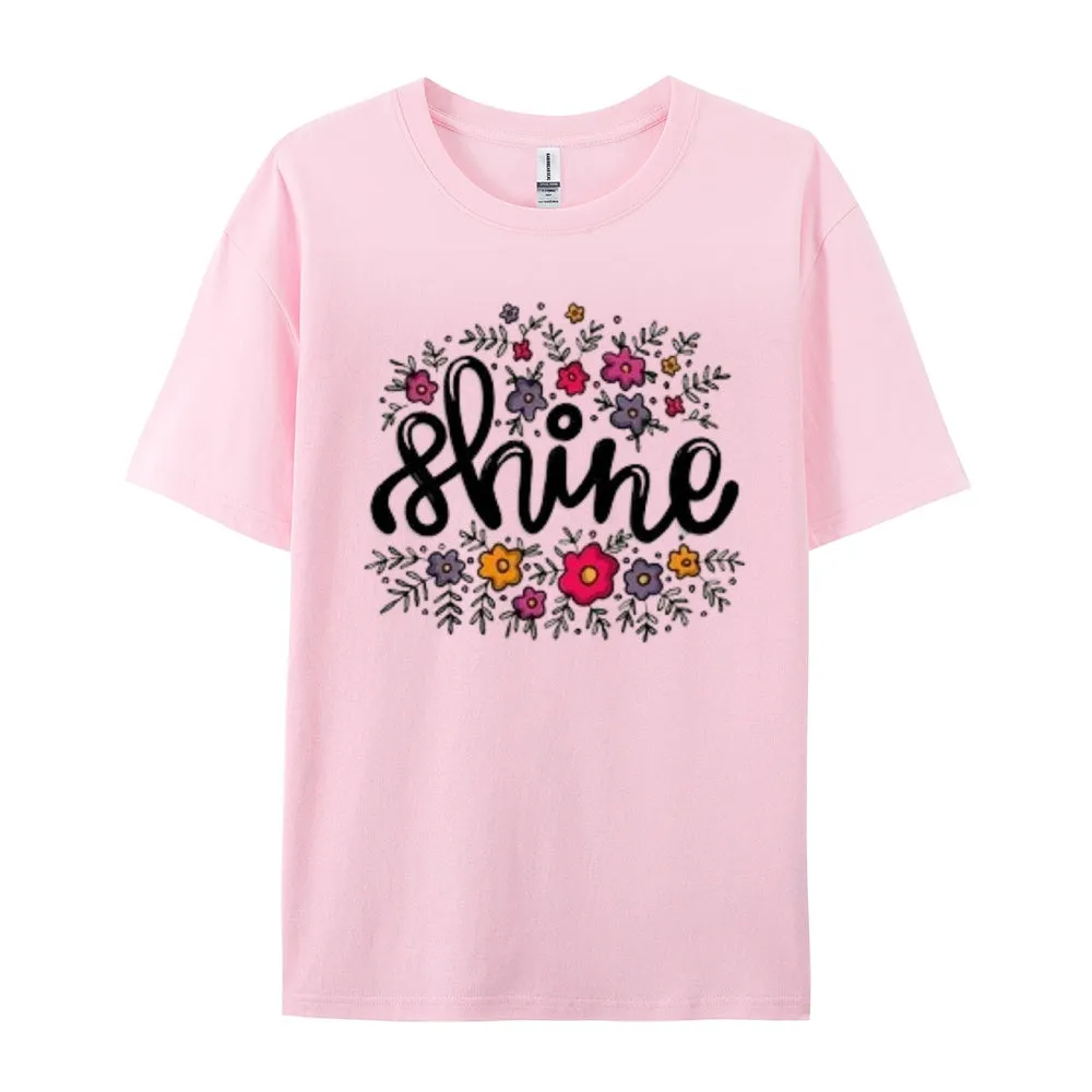 Women Letter And Flower Print Graphic T-shirt