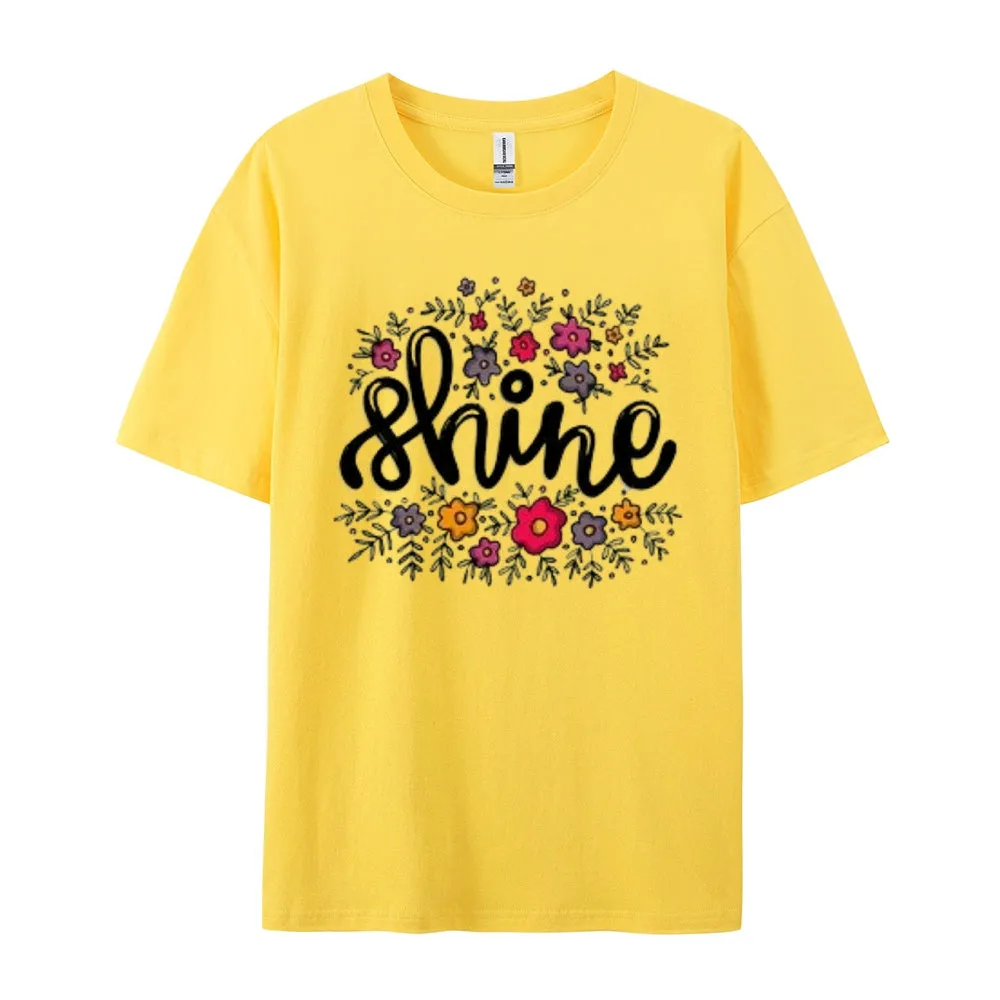 Women Letter And Flower Print Graphic T-shirt