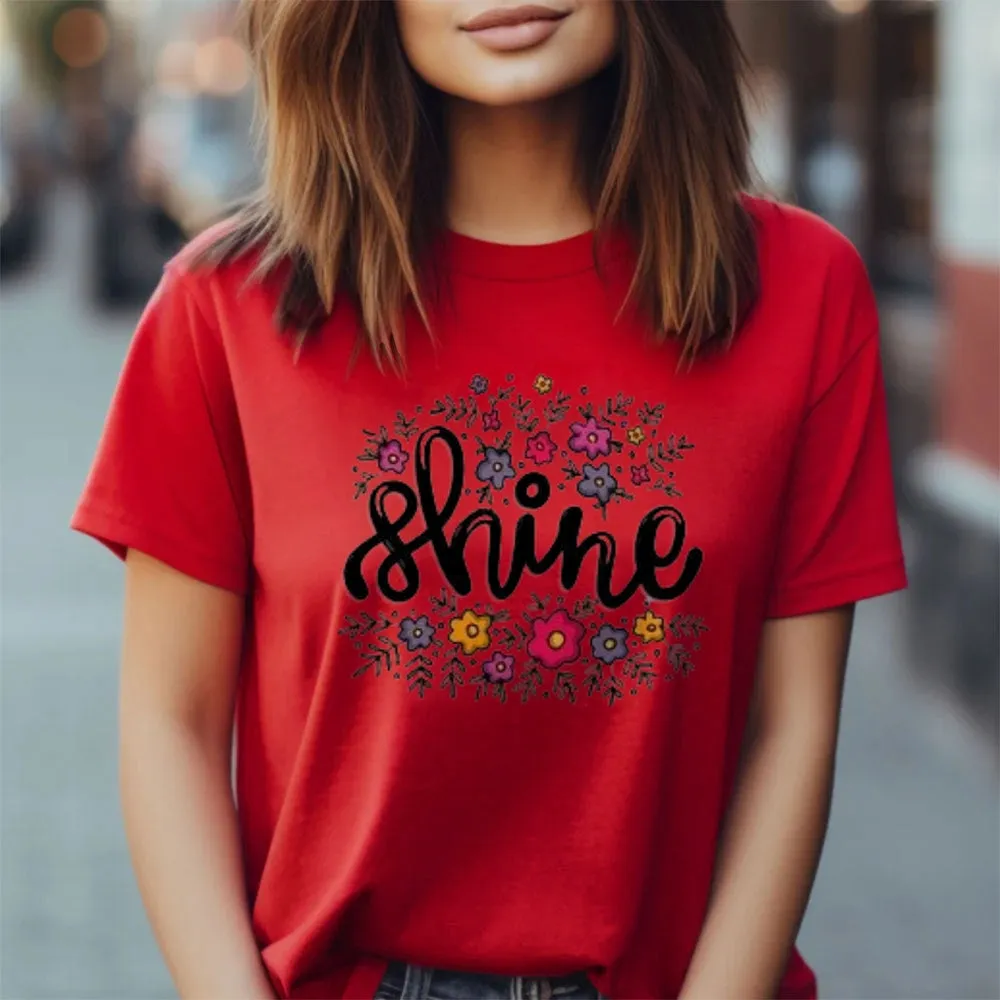 Women Letter And Flower Print Graphic T-shirt