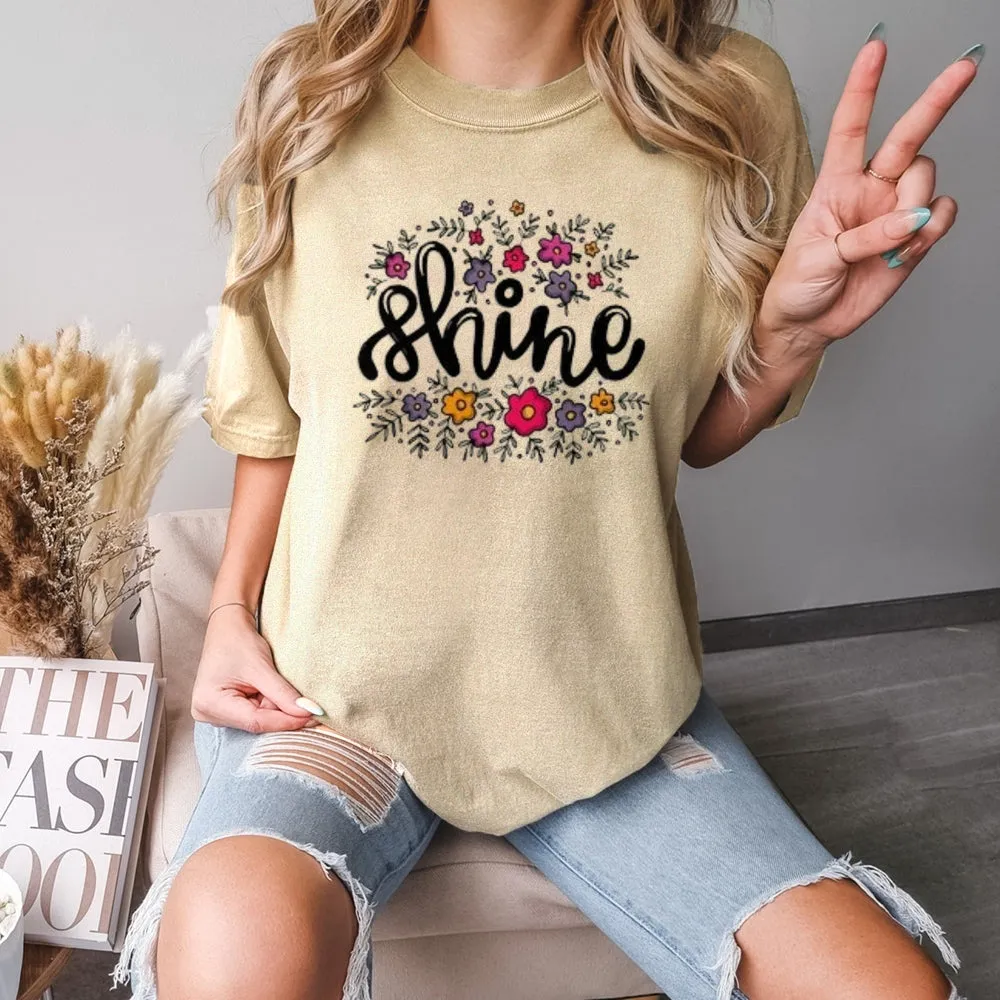 Women Letter And Flower Print Graphic T-shirt