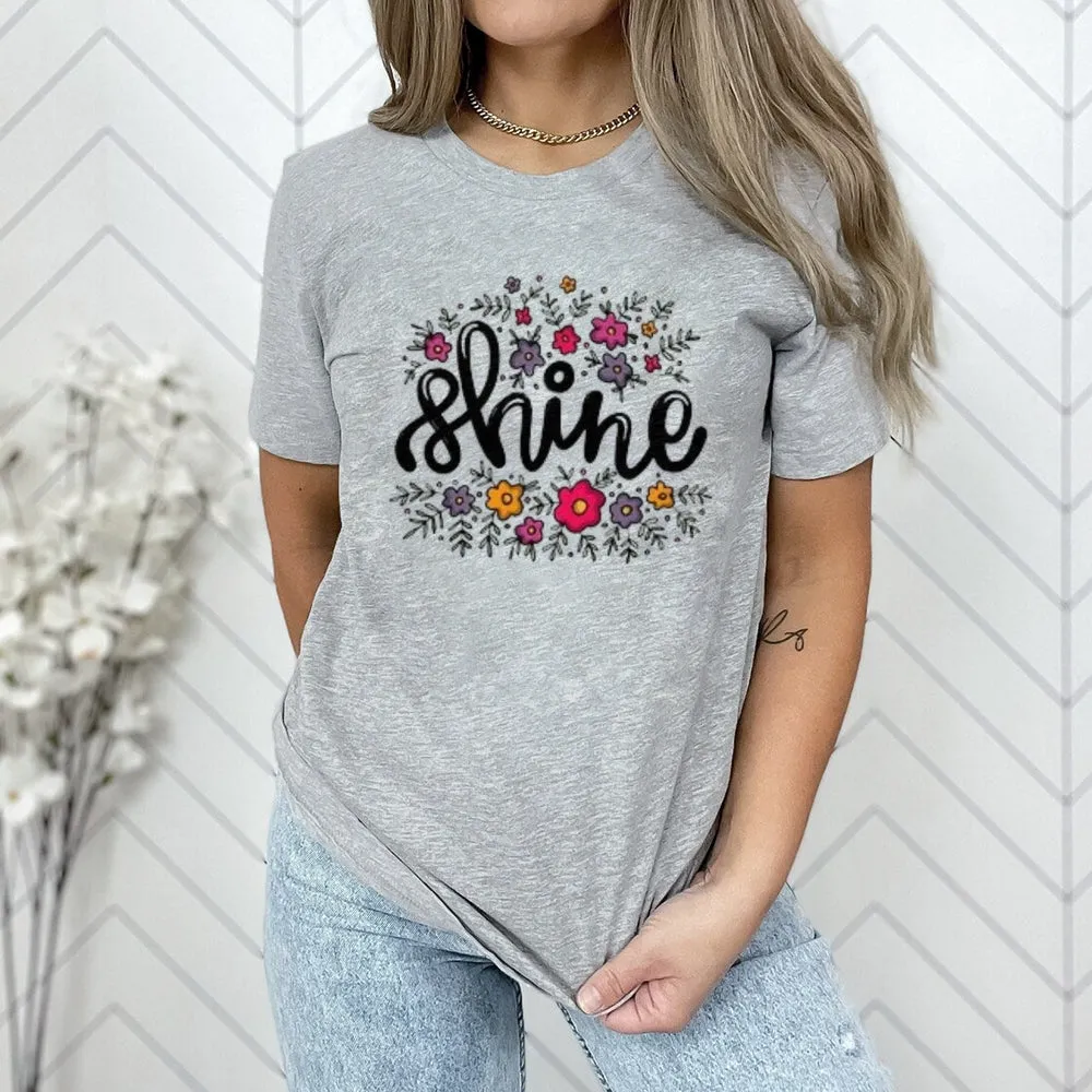 Women Letter And Flower Print Graphic T-shirt