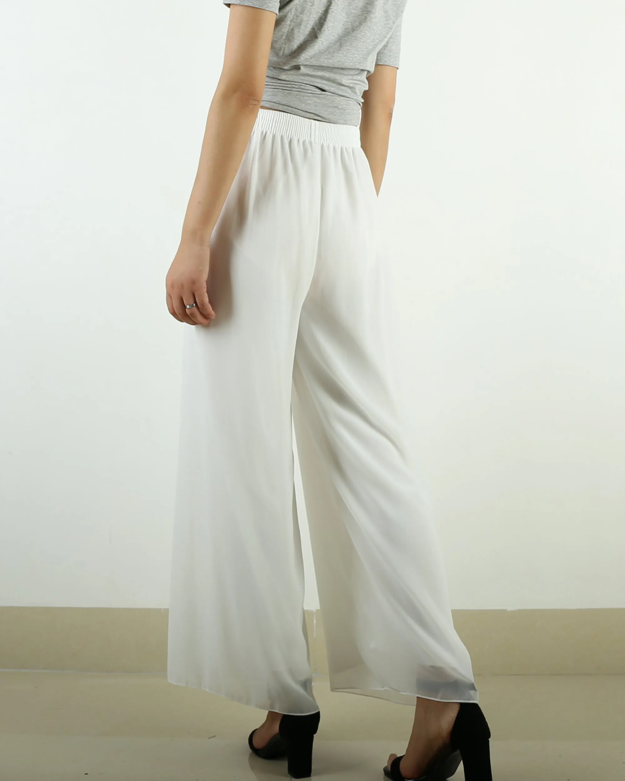 Women's chiffon skirt pants, wide leg pants,summer trousers, yoga pants, oversized casual customized pants (K1712)