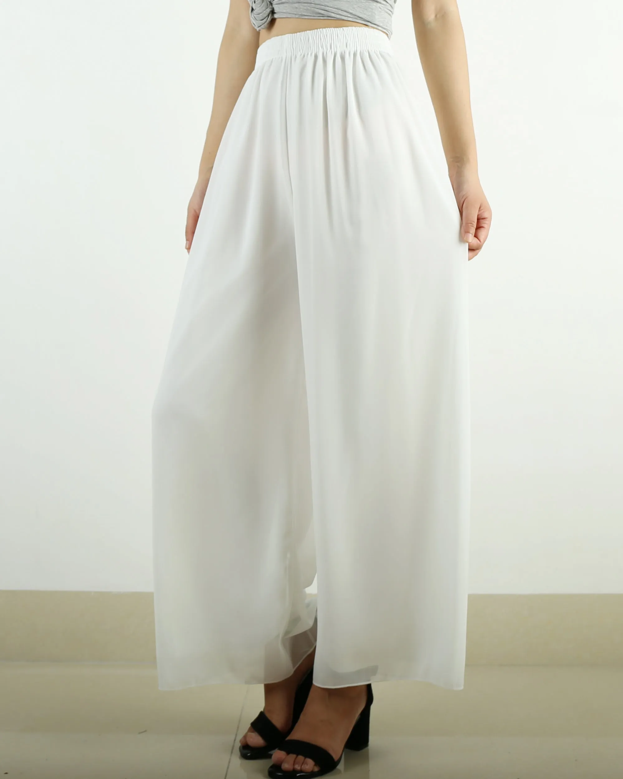 Women's chiffon skirt pants, wide leg pants,summer trousers, yoga pants, oversized casual customized pants (K1712)