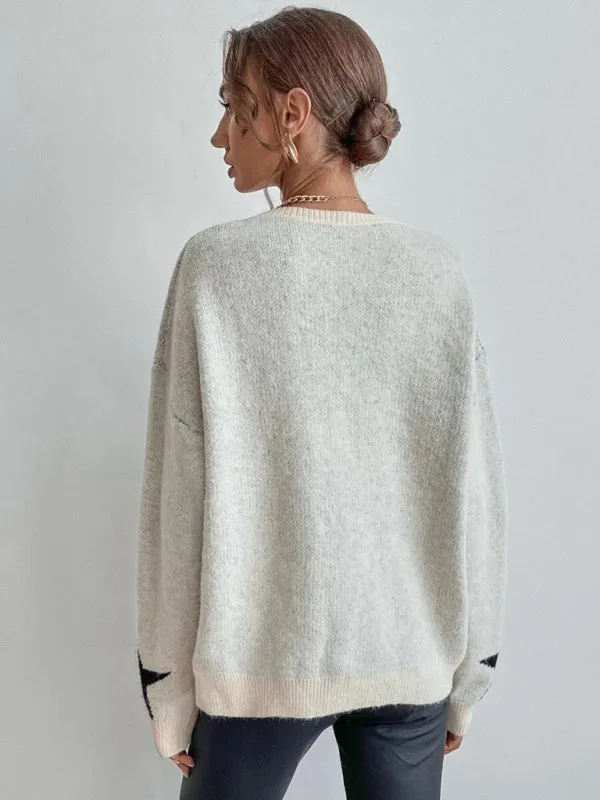 Women's Pullover Round Neck Star Thread Sweater