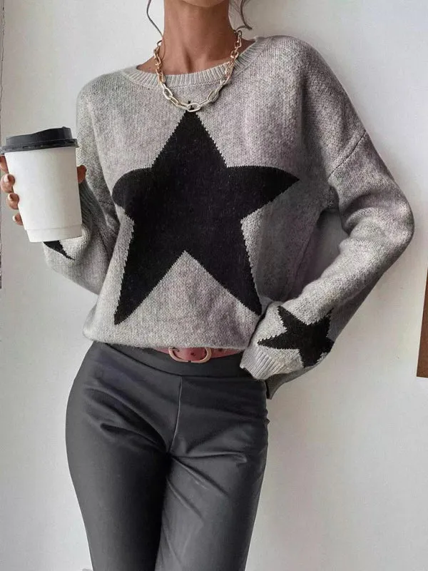 Women's Pullover Round Neck Star Thread Sweater