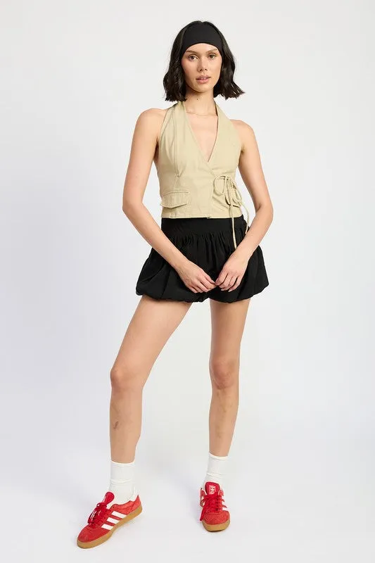 WRAPPED HALTER NECK TOP