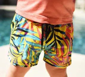 YELLOW PALM SWIM SHORTS